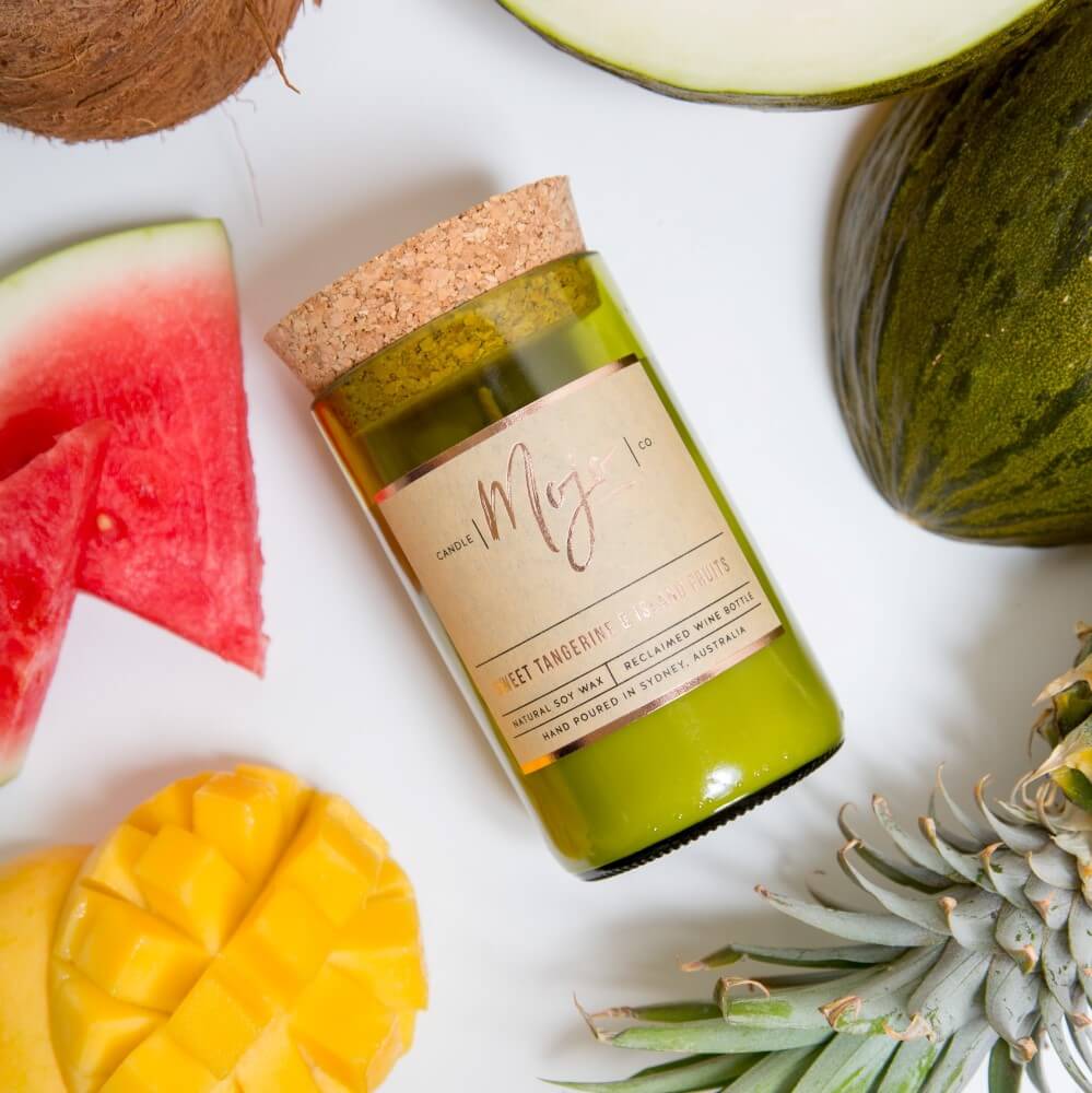 Sweet Tangerine & Island Fruits - Wine bottle candle