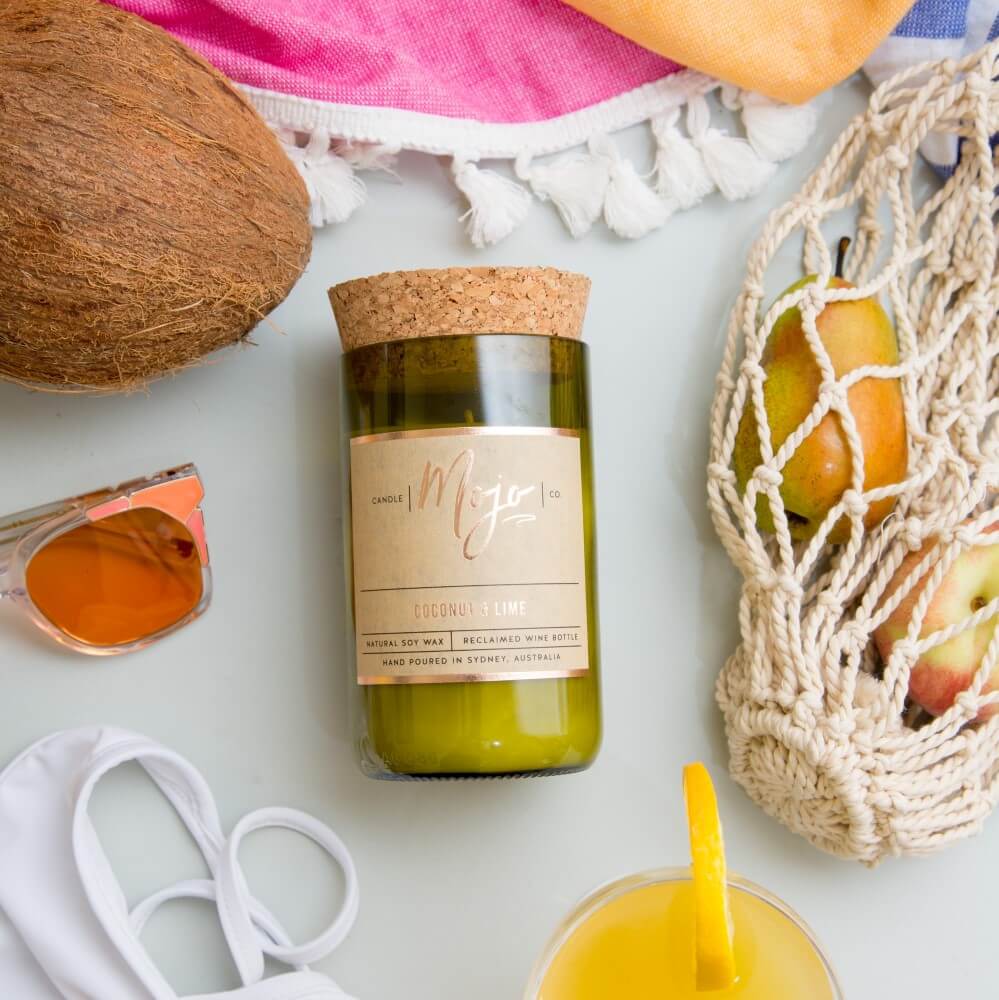 Coconut & Lime - Wine bottle candle
