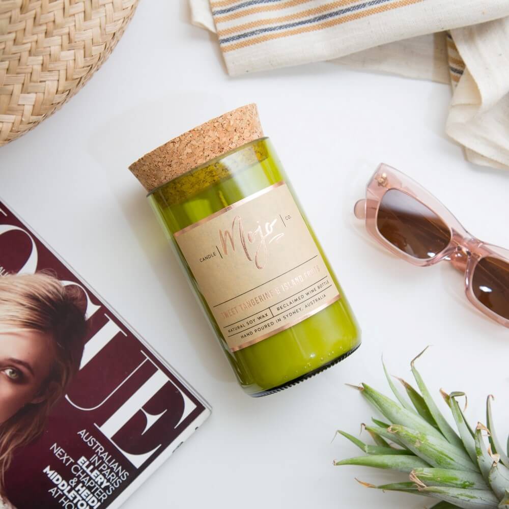 Sweet Tangerine & Island Fruits - Wine bottle candle