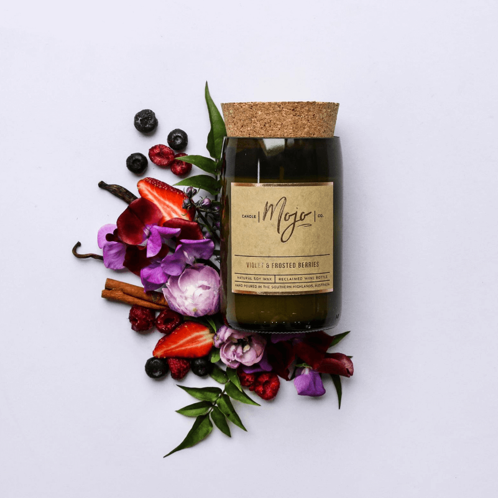 Violet & Frosted Berries - Wine bottle candle