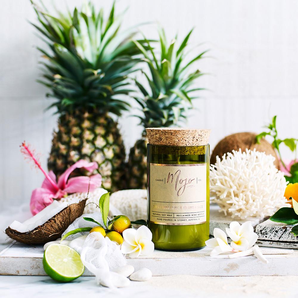 Sweet Tangerine & Island Fruits - Wine bottle candle