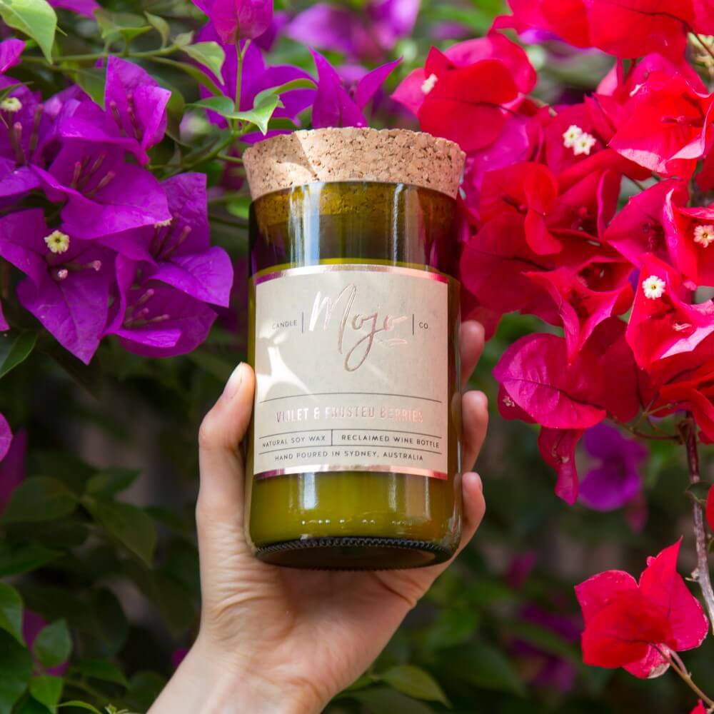 Violet & Frosted Berries - Wine bottle candle