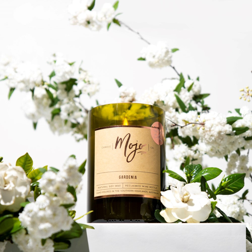 GARDENIA - Spring Limited Edition - Reclaimed Wine Bottle Soy Wax Candle