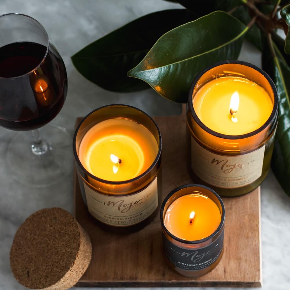 Violet & Frosted Berries - Wine bottle candle