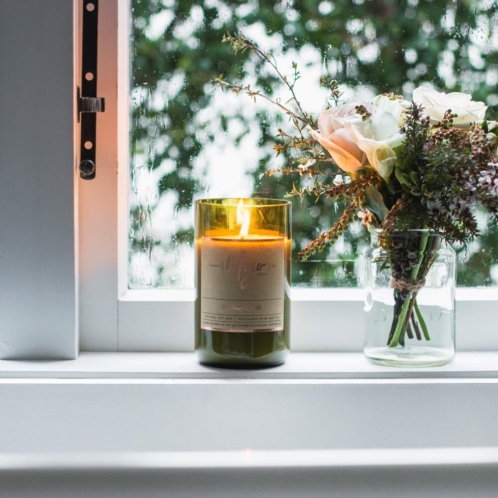 NATURAL - Reclaimed Wine Bottle Soy Wax Candle