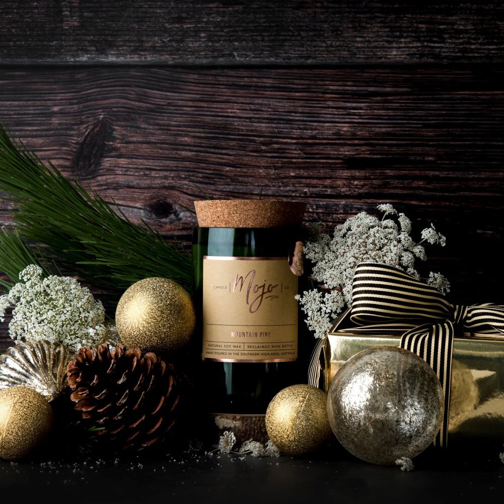 MOUNTAIN PINE - Christmas Limited Edition - Reclaimed Wine Bottle Soy Wax Candle