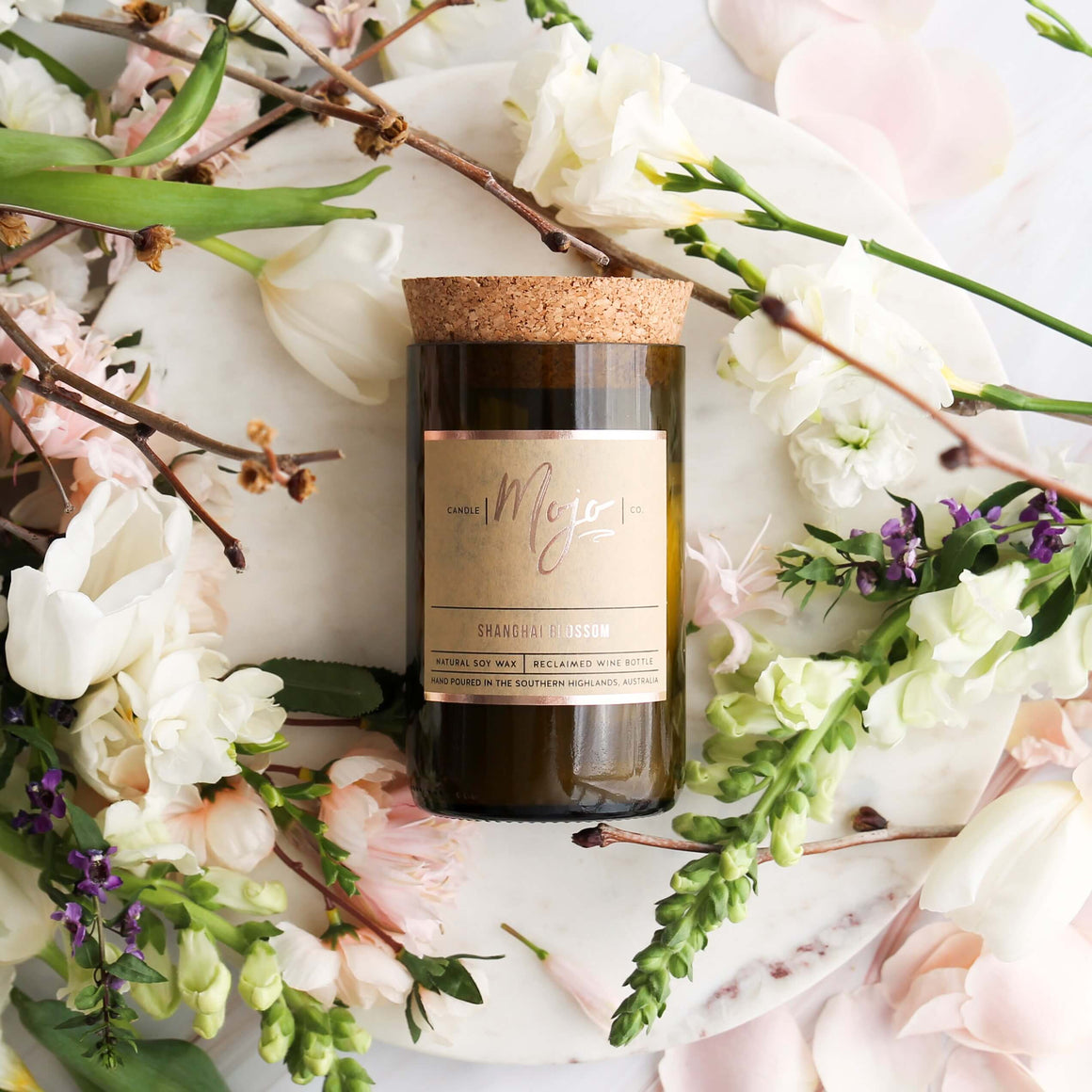 SHANGHAI BLOSSOM - MOTHER'S DAY EDITION Reclaimed Wine Bottle Candle