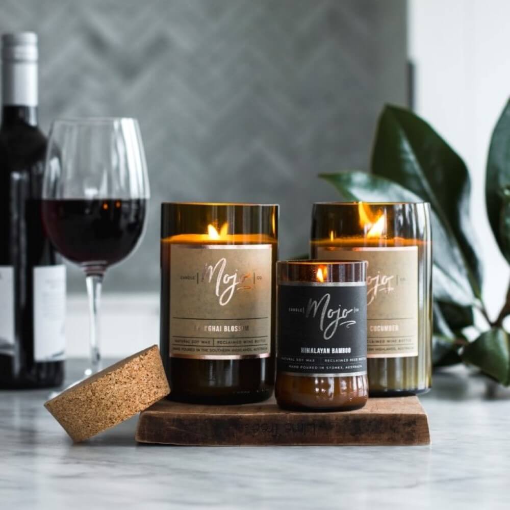 Cedar & Saffron - Wine bottle candle