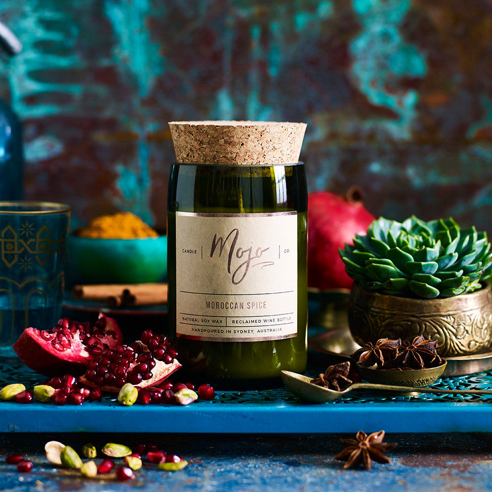 MOROCCAN SPICE - Reclaimed Wine Bottle Soy Wax Candle